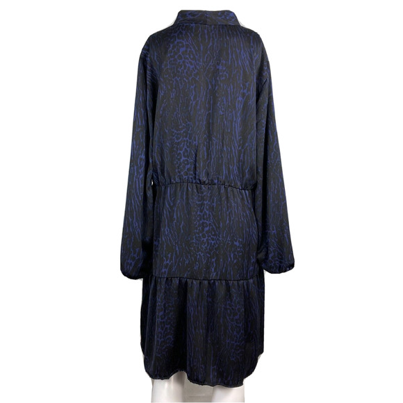 NWT Gigi Parker Dress Womens Sz M‎ Navy Blue Animal Print Eclipse Tiered Blouson - Picture 5 of 11